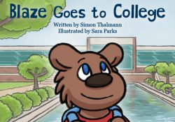 Detail from the cover of “Blaze Goes to College,” a new children’s book being published by Kellogg Community College.