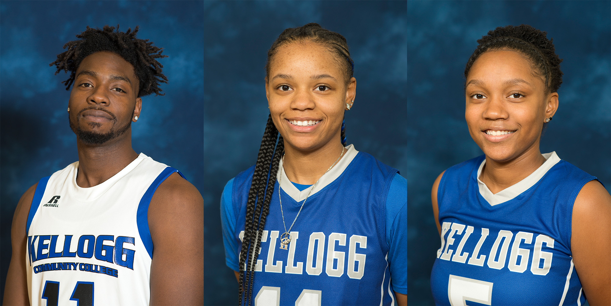 From left to right, men's basketball player Tishaun Cooper and women's basketball players Destiny Kincaide and DeeDee Post.