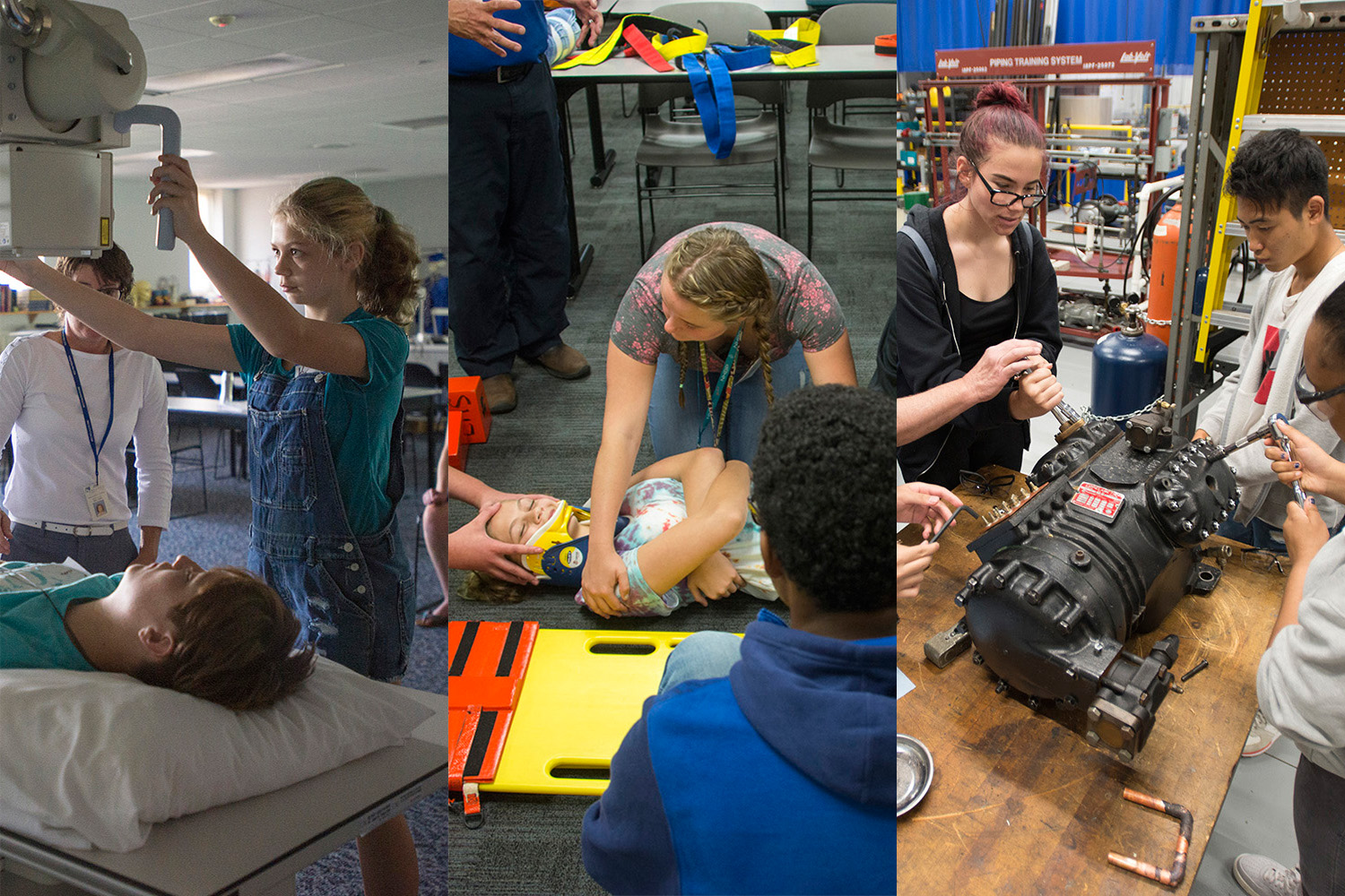 Students practice hands-on career activities during Career Exploration Experience camps at KCC.