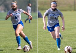 Women's soccer players Ellie McGarry and Payton Olmstead.
