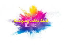 The Bring Color Back 5K run logo., which is a rainbow splash of color.