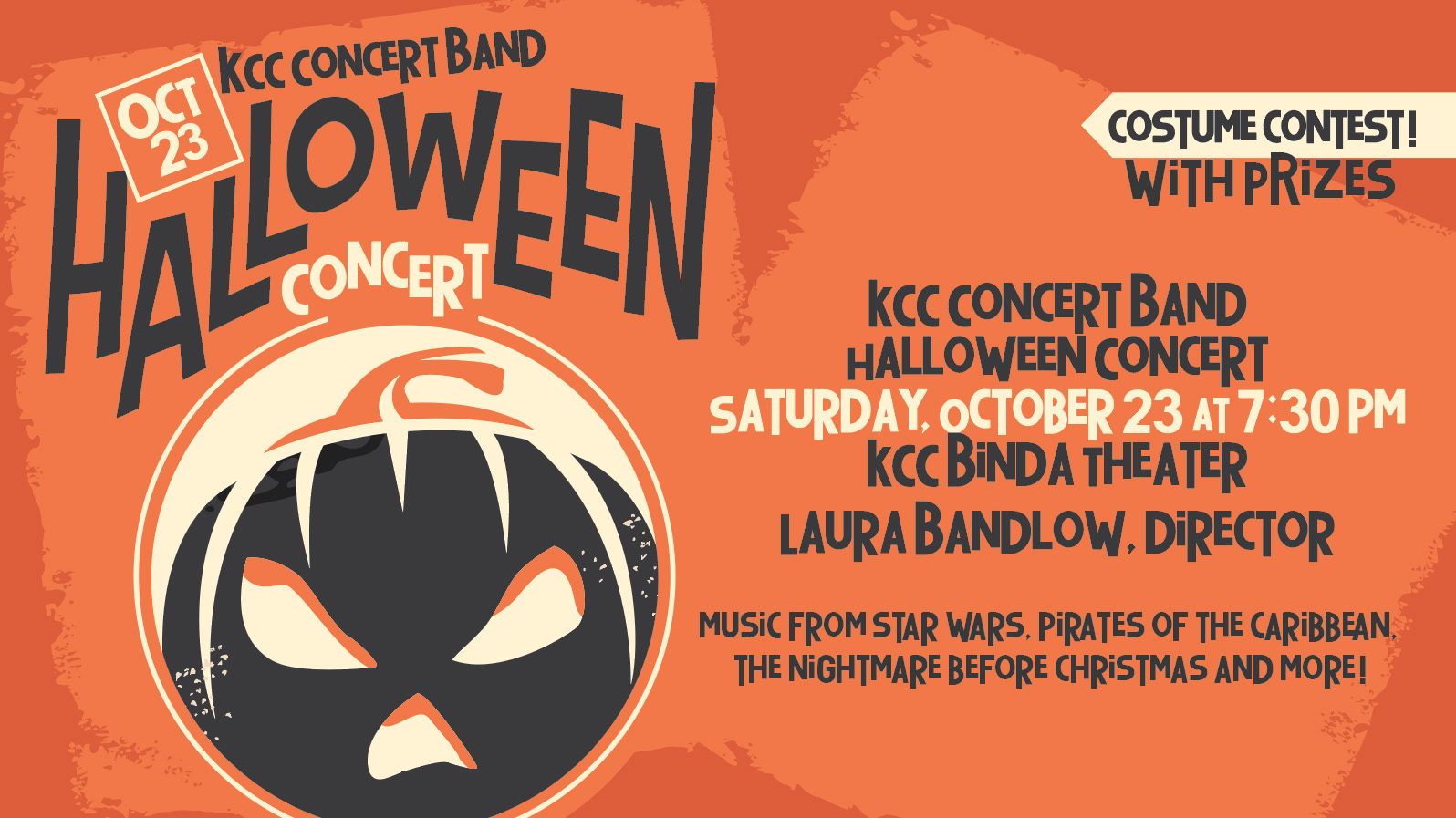 A decorative text slide featuring an illustration of a jack-o'-lantern and text about the event that's included in the post.