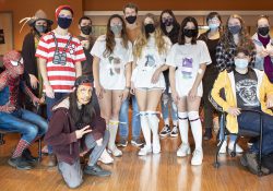Group of students dressed up in their Halloween Costumes.