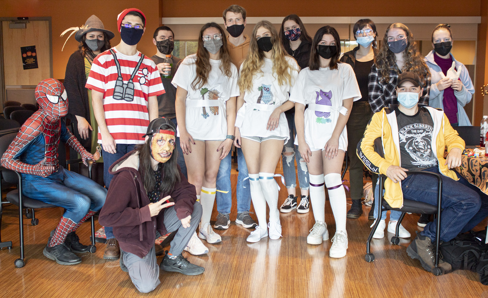 Group of students dressed up in their Halloween Costumes.