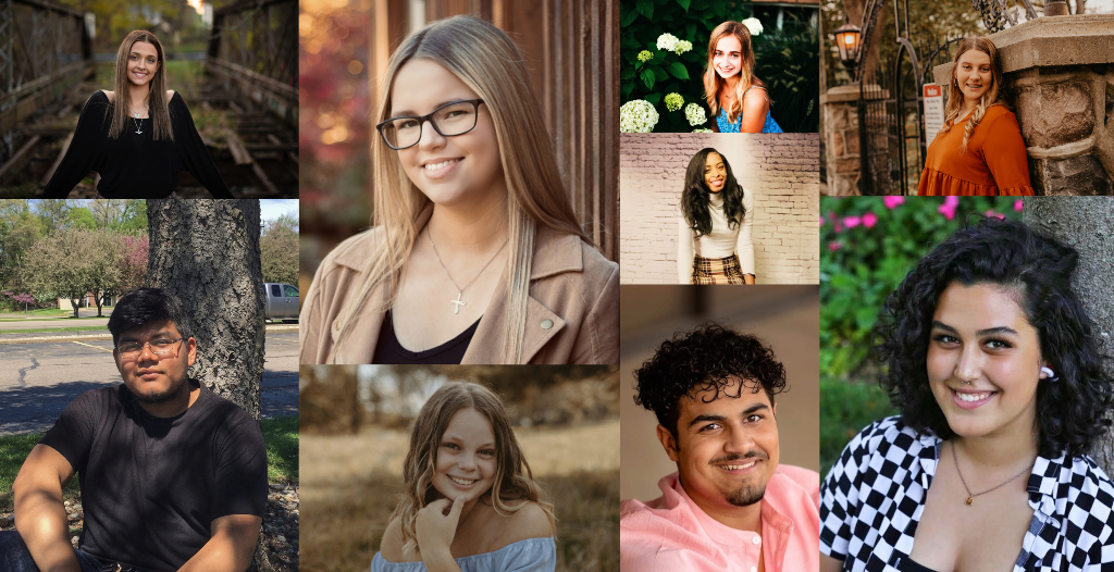 A collage of headshots of the nine KCC Foundation Board of Trustees Scholarship recipients.