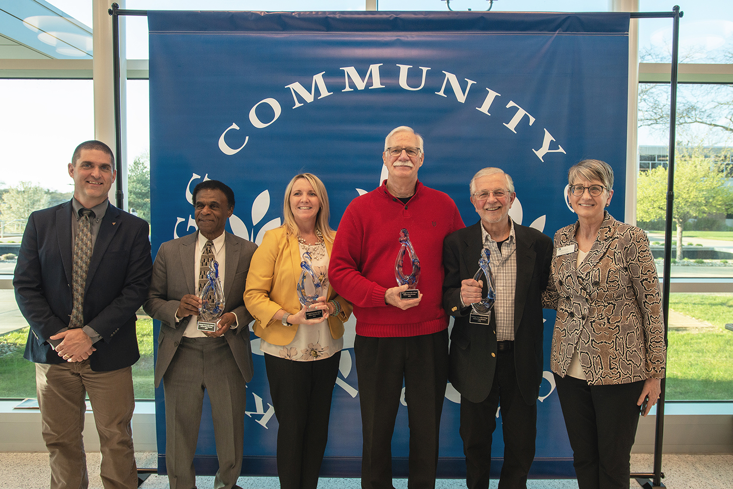 Pictured, from left to right, are KCC Vice President for Communications and Advancement Eric Greene, Bobby Holley, Teresa Allen, Tom Rose, Bernie Stankewicz and KCC Foundation Executive Director Teresa Durham.