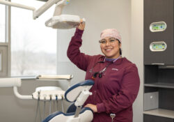 KCC Dental Hygiene student Laura Salmeron poses in the Dental Hygiene Clinic.
