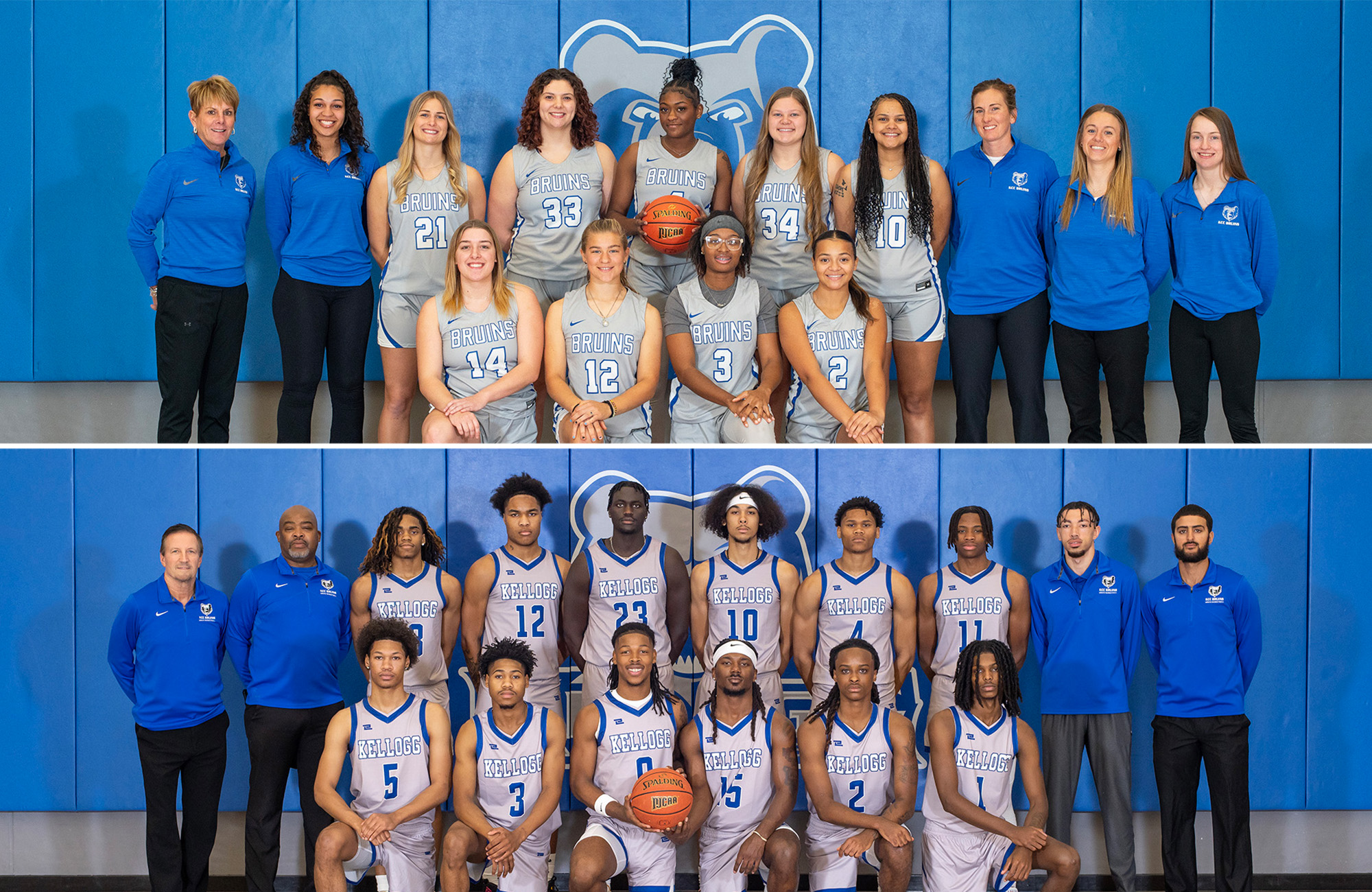 KCC's 2024-25 men's and women's basketball teams.