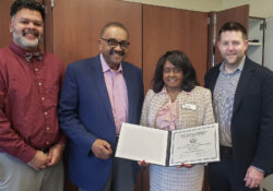 Pictured above, from left to right, are KCC President Dr. Paul Watson, KCC Foundation scholarship donors Arthur and Vivian Davis, and KCC Foundation Board of Directors Chair Andrew Schweitzer.