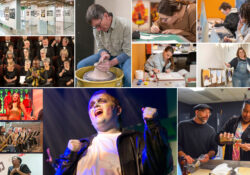 A collage of photos of various arts activities underway at KCC.