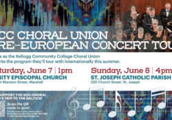 A stylized text graphic with information about the times and locations of the two concerts mentioned in the post.