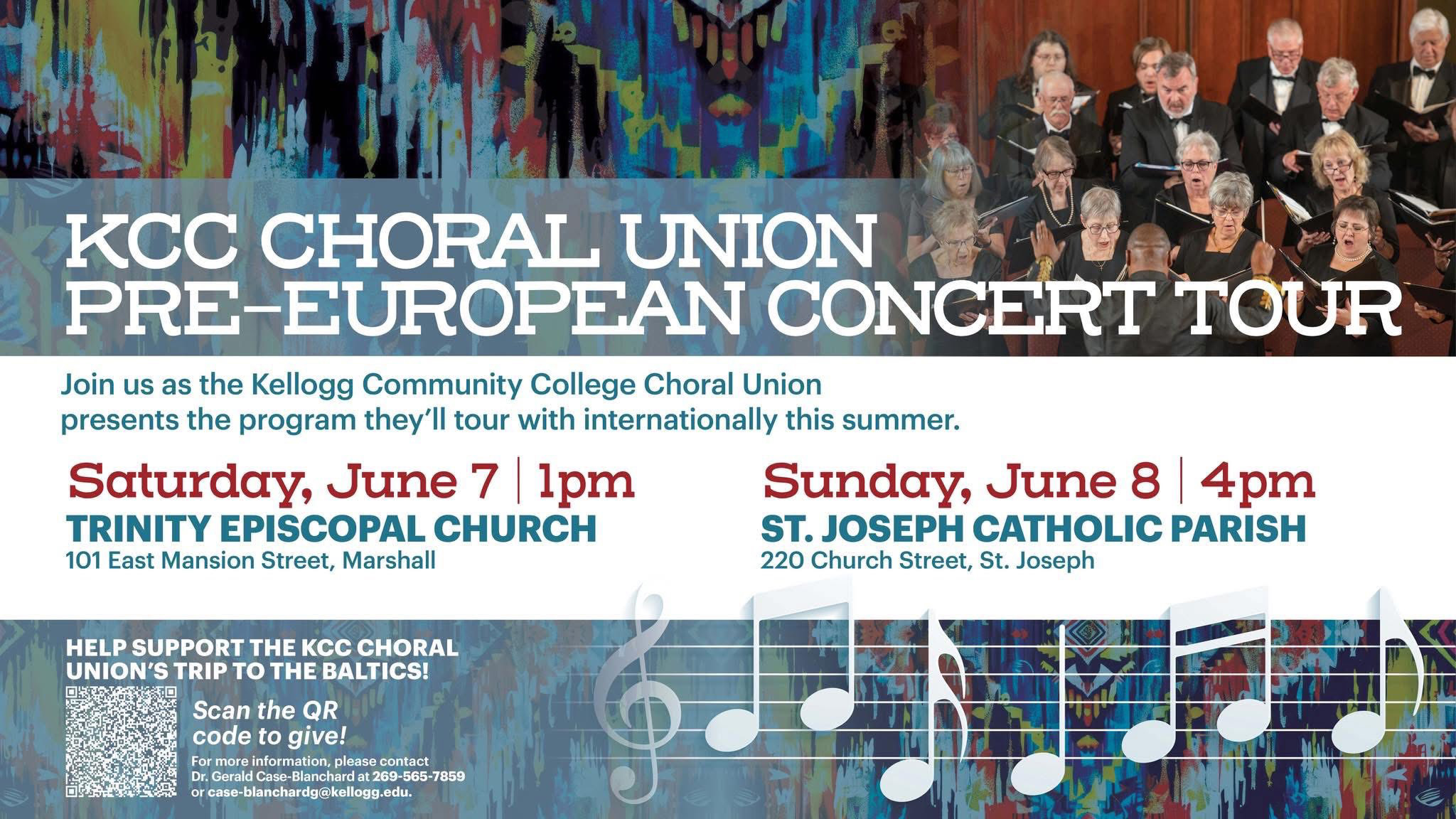 A stylized text graphic with information about the times and locations of the two concerts mentioned in the post.