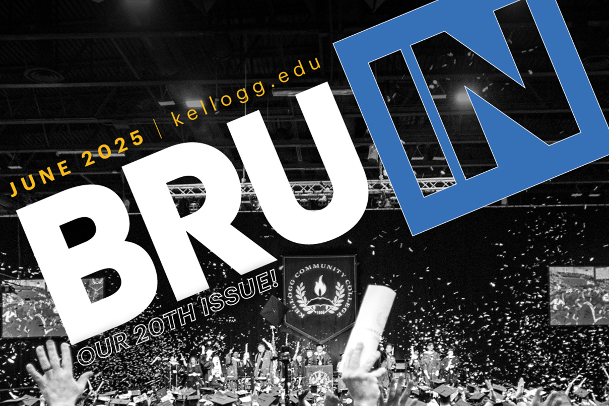 A crop of the June 2025 BruIN magazine cover showing the masthead and text that reads, "Our 20th issue!"