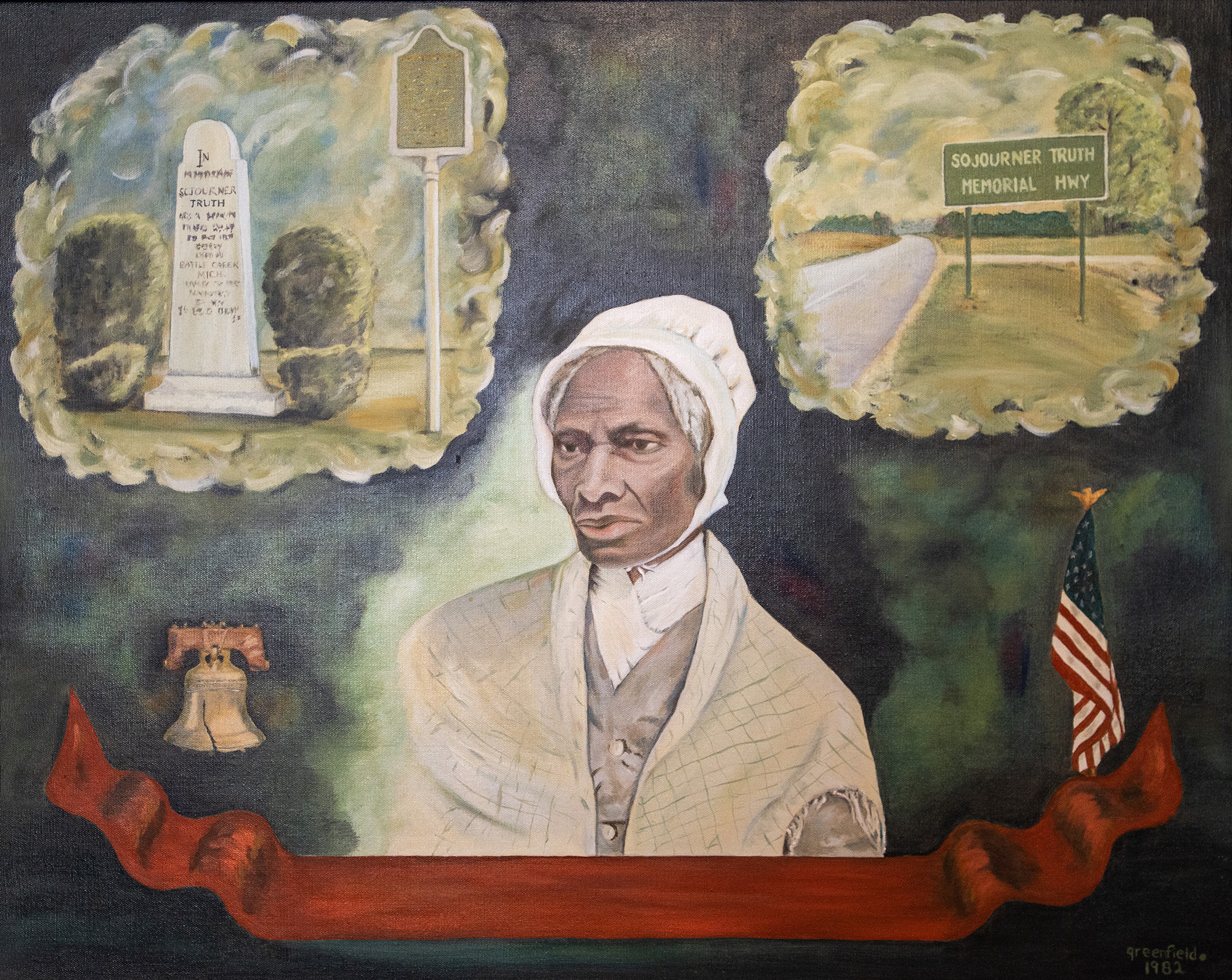 A painting of Sojourner Truth by Pat Greenfield, on display at the Kimball House Museum in downtown Battle Creek.