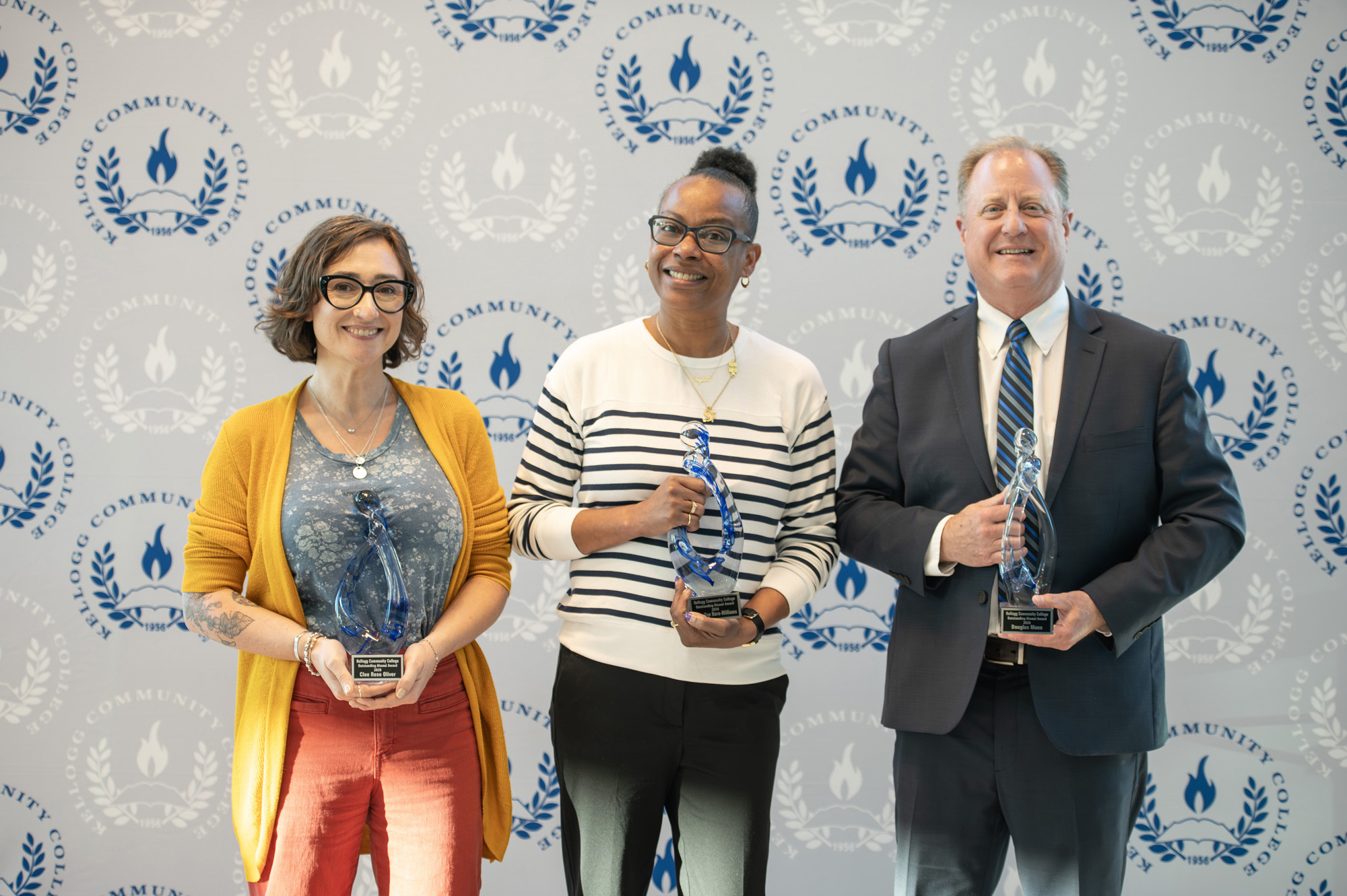 Pictured are 2026 KCC Alumni Award winners Cloe Rose Oliver, Sylia Van Horn-Williams and Douglas Mann.